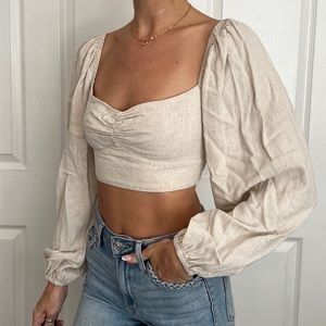 Linen Tie-Up Crop Top